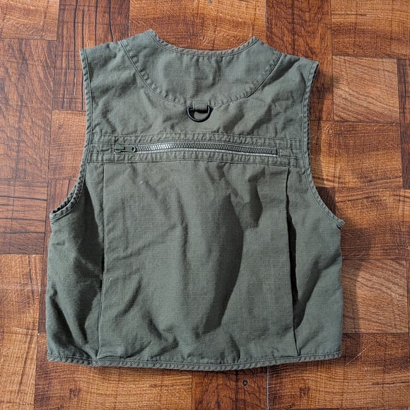 L.L. Bean Vintage Army Green Utility Camping Fishing Vest Kids L 6X/7 - Picture 5 of 6